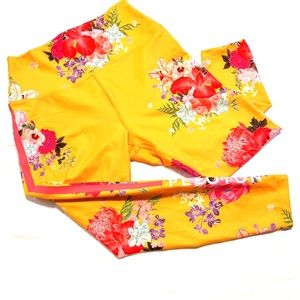 PELOTON Cadence Leggings Orange Floral Size L